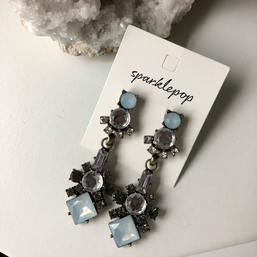 Jeweled Drop Earrings Blue